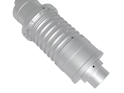 Durable Silver Cylindrical Mechanical Component With Bellows Structure For Industrial Applications 3d model