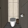 Modern Public Restroom Interior With Sink Counter Large Mirror And Wooden Cabinets