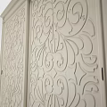 Elegant Classic Wardrobe Design With Double Light Beige Carved Pattern Doors 3d model
