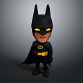 Chibi Batman Character In Black Costume With Yellow Eyes And Cape