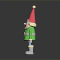 Cartoon Gnome With Red Pointed Hat White Pom Pom Green Coat And White Boots