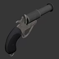 Detailed View Of Black Revolver Handgun With Metal Barrel And Rubber Grip
