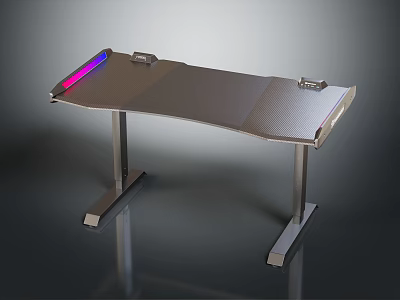 Modern Gaming Desk With Metal Frame RGB LED Lights And Headphone Holder 3d model