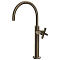 Modern Stylish Brass Faucets With Curved Spouts And Cross Handles Design