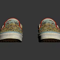 Slip On Sneakers With Colorful Printed Design White Soles Blue Trim And Red Inner Lining