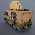 Taco Food Truck With Giant Taco On Top And Cactus Design Details