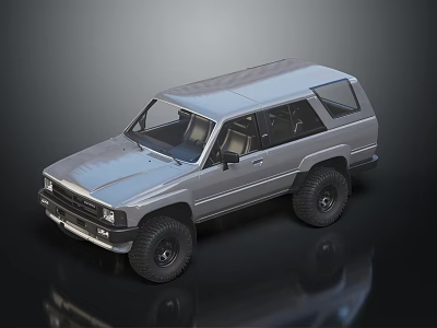 Classic Silver Square Body SUV With Off Road Tires And Shiny Exterior 3d model