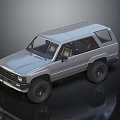 Classic Silver Square Body SUV With Off Road Tires And Shiny Exterior