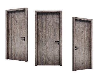 Wooden door interior door single door old wooden door art door 3d model