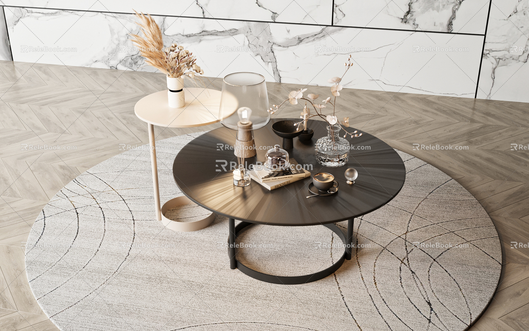 Modern coffee table round coffee table 3d model