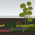 Lush Garden Shrubs With Colorful Flowers Trees And Wooden Deck Landscaping