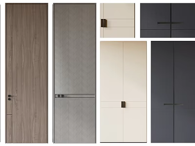 Modern Hinged Doors with Various Colors and Textured Designs for Home Interior 3d model