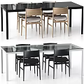 Modern Table And Chair Sets With Glass Top Black Chairs And Light Wooden Seats