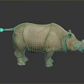 Realistic Brown 3D Rhinoceros Model With Textured Skin Standing On Gray Background