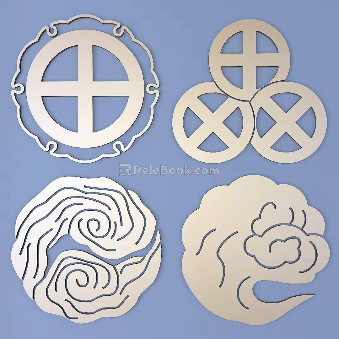 Japanese-style Metal Carved Traditional Carved Pattern Carved Pattern Carved Pattern Classical Pattern 3d model