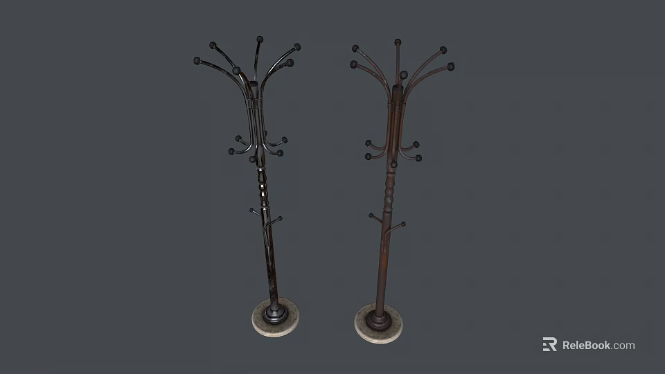 Wrought Iron Coat Racks with Multiple Hooks and Stable Base for Home Entryway 3d model 