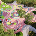 Safe Outdoor Kids Play Area With Green Trees Slide Sunlight And Friendly Design