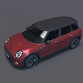 Red Mini Five Door Hatchback Car With Black Roof And Black Wheels Modern Design