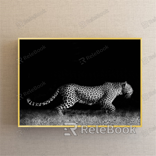 Modern Animal Painting Simple Black and White Study Animal Leopard Decorative Painting model