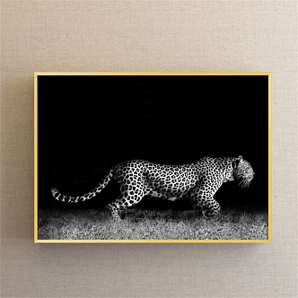 Modern Animal Painting Simple Black and White Study Animal Leopard Decorative Painting 3d model