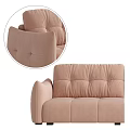 Comfortable Light Pink Two Seater Sofa With Tufted Backrest And Modern Design 3d model