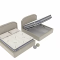 Modern Minimalist Double Bed With Pink Upholstered Headboard And White Mattress