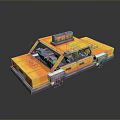Yellow Pixelated Taxi Model With Roof TAXI Sign And Retro Car Design