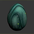 Mystical Creature Teal Textured Egg With Swirl Patterns And Yellow Accents