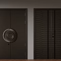 Modern Dark Brown Doors Featuring Circular Decor Wave Pattern And Electronic Lock 3d model
