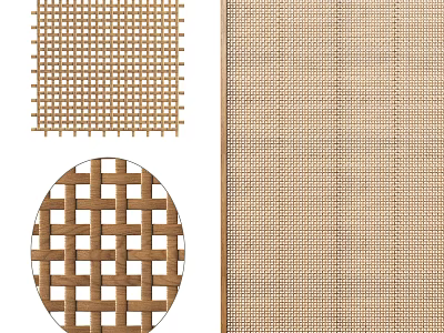 Room Partition With Woven Grid Patterns Round And Square Designs Natural Material 3d model