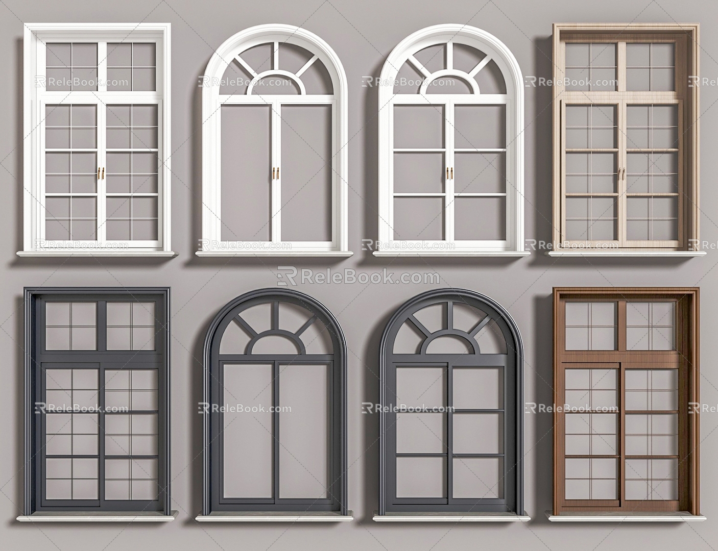 French American-style casement window sliding window 3d model