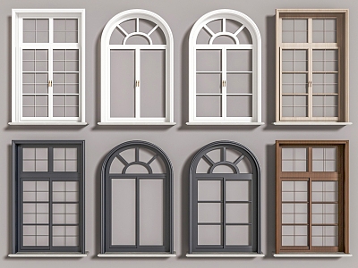 French American-style casement window sliding window 3d model