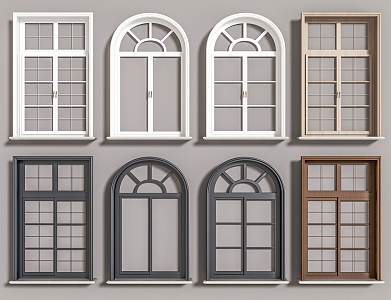 French American-style casement window sliding window 3d model