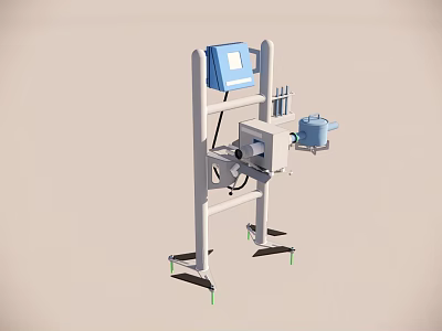 Mobile Equipment Stand With Blue Control Panel And Tool Holders 3d model