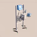 Mobile Equipment Stand With Blue Control Panel And Tool Holders 3d model