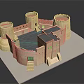 Detailed Cartoon Castle Model With Multiple Towers And Square Courtyard 3d model