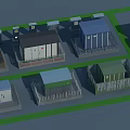 Industrial Equipment Facilities With Multiple Colored Buildings And Outdoor Layout
