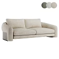 Modern Light Colored Fabric Double Sofa With Simple Design And Comfortable Seats 3d model
