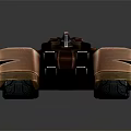 Futuristic Bronze Race Car With Sleek Design Four Wheels And Decorative Details