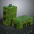 Two Green Sturdy Storage Boxes With Metal Clasps And Handle For Home Use