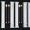 White Decorative Columns Featuring Intricate Gold Accents And Various Ornate Designs