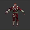 3D Armored Superhero Character In Red And White Battle Suit With Helmet Standing Pose