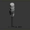 Classic Vintage Microphone With Stand And Black Cable On Dark Background 3d model