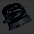 Futuristic Sci Fi Helmet With Metallic Black And Blue Detailed Design