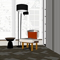 Modern leisure chair side table single chair floor lamp 3d model