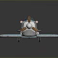 Detailed Blue Metal Airplane Model With Propeller And Transparent Cockpit Design
