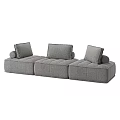 Modern Three Seater Sofa With Grey Fabric Cushions And Modular Design 3d model