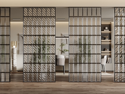 Modern partition glass brick glass partition 3d model