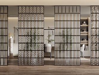 Modern glass partition glass brick 3d model