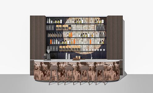 Modern Bar Chair Combination Bar Chair Combination Bar Front Desk Counter Bar Service Desk Console 3d model